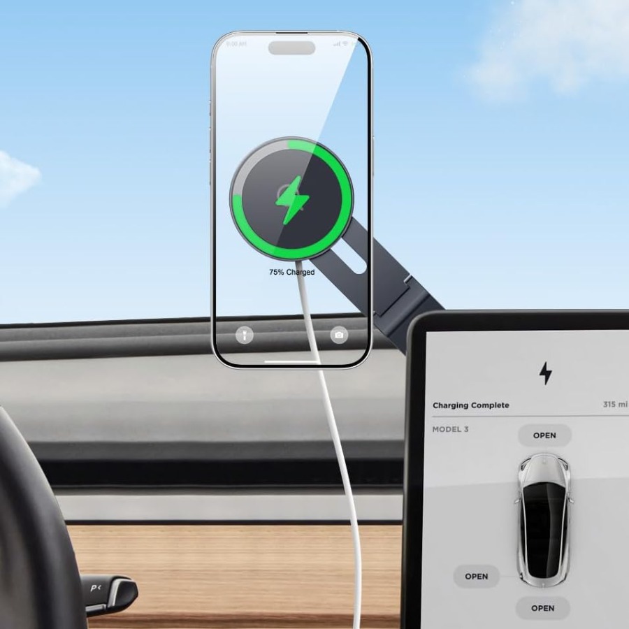 Wireless Car Charger - Tesla Phone Mount Charger: 15W Wireless