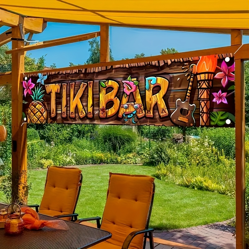 Car Accessories Banner - Tiki Bar Banner Tropical Hawaiian Beach