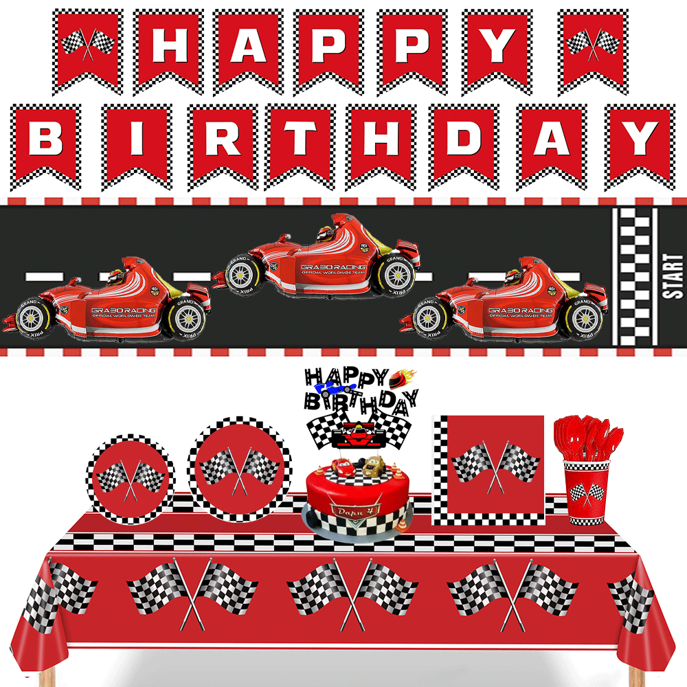 Red Racing Car Checkered Table - Car Accessories Banner recension och pris