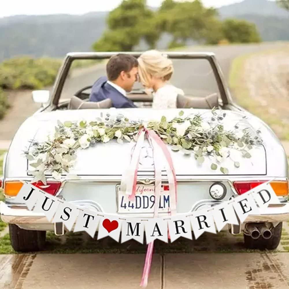 JUST MARRIED Wedding Banner Se - Car Accessories Banner recension och pris